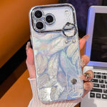 Plating Feather Texture Wristband Holder TPU Phone Case with Lens Film, For iPhone 13