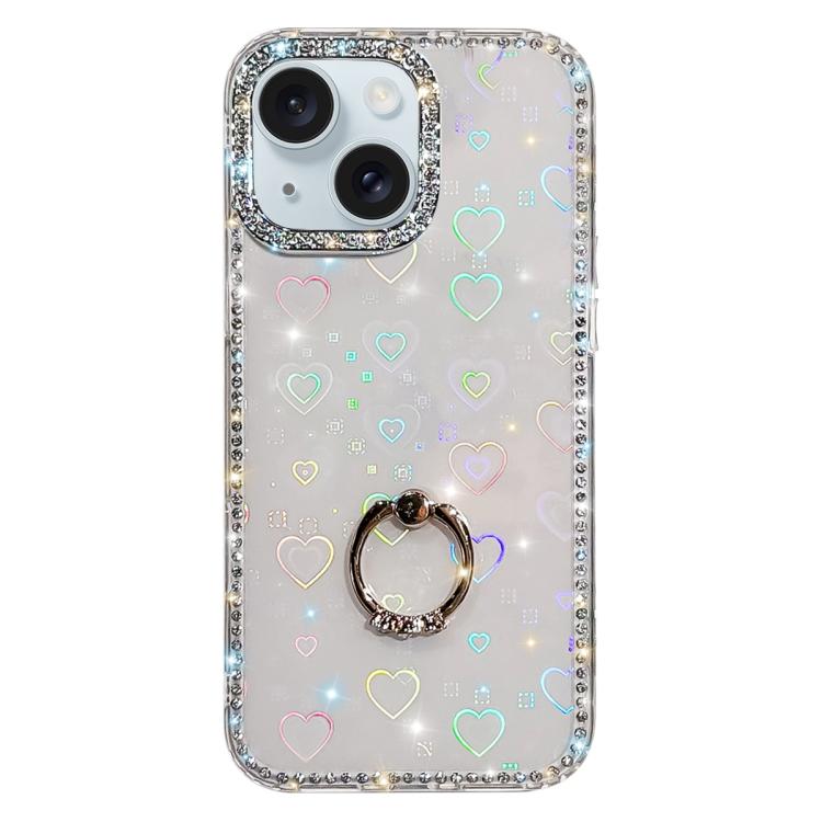 Rhinestone Ring Holder Dual-side IMD PC Hybrid TPU Phone Case, For iPhone 15 Pro Max, For iPhone 15 Pro, For iPhone 15, For iPhone 14, For iPhone 14 Pro, For iPhone 14 Pro Max, For iPhone 13 Pro Max, For iPhone 13 Pro