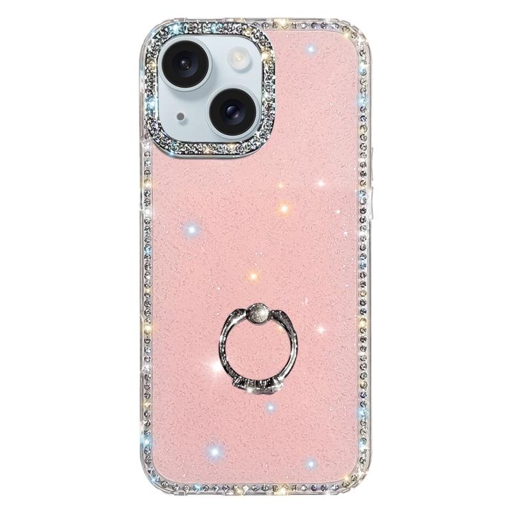 Rhinestone Ring Holder Dual-side IMD PC Hybrid TPU Phone Case, For iPhone 15 Pro Max, For iPhone 15 Pro, For iPhone 15, For iPhone 14, For iPhone 14 Pro, For iPhone 14 Pro Max, For iPhone 13 Pro Max, For iPhone 13 Pro