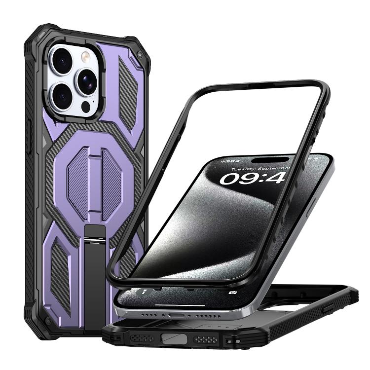 Hidden Metal Holder Magnetic Shockproof Phone Case, For iPhone 15 Pro Max, For iPhone 15 Pro, For iPhone 15 Plus / 14 Plus, For iPhone 15, For iPhone 14 / 13, For iPhone 14 Pro, For iPhone 14 Pro Max, For iPhone 13 Pro Max