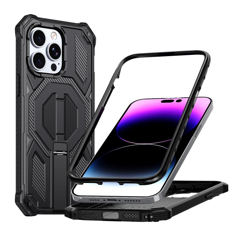 Hidden Metal Holder Magnetic Shockproof Phone Case, For iPhone 15 Pro Max, For iPhone 15 Pro, For iPhone 15 Plus / 14 Plus, For iPhone 15, For iPhone 14 / 13, For iPhone 14 Pro, For iPhone 14 Pro Max, For iPhone 13 Pro Max