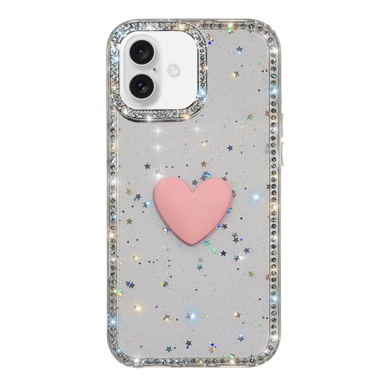 Flash Rhinestone Double-sided IMD Love Heart Phone Case, For iPhone 17e / 16e, For iPhone 17 Pro Max, For iPhone 17 Pro, For iPhone 17, For iPhone Air