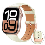 xDfind Rose Gold Buckle Black Shark Fine Grain Vegan Leather Watch Band, For Apple Watch 42 / 44 / 45 / 46 / 49mm, For Apple Watch 38 / 40 / 41 / S11 42mm