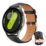 xDfind Rose Gold Buckle Black Shark Fine Grain Vegan Leather Watch Band, For Samsung Galaxy Watch7 / FE / 6 / 5 / 4, For Samsung Galaxy Fit3