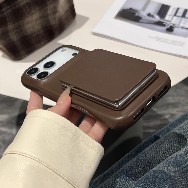 Lambskin Texture Mirror Holder Shockproof Phone Case, For iPhone 17 Pro Max, For iPhone 17 Pro