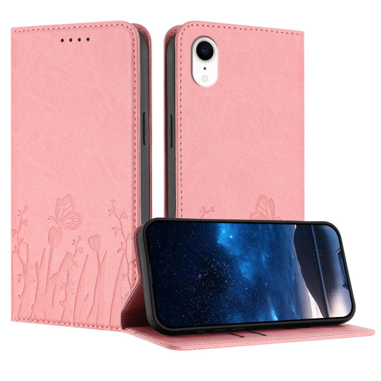 Tulips Butterfly Pattern Magnetic Vegan Leather Phone Case, For iPhone X / XS, For iPhone XS Max, For iPhone XR, For iPhone 8 Plus / 7 Plus