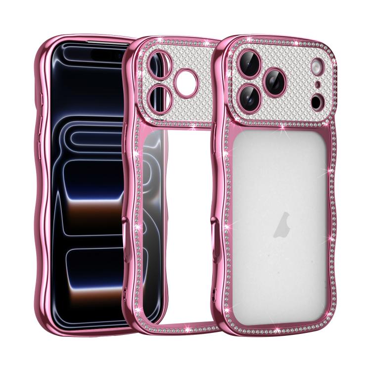 Wave Twisting Star Diamond Shockproof Electroplate TPU Phone Case, For iPhone 17 Pro Max, For iPhone 17 Pro, For iPhone 17, For iPhone 16 Pro Max, For iPhone 16 Pro, For iPhone 16