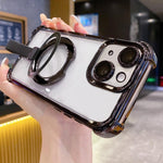 Crystal Shield Ring Holde TPU + Acrylic Magnetic Phone Case, For iPhone 14 Plus, For iPhone 14, For iPhone 14 Pro, For iPhone 14 Pro Max, For iPhone 13 Pro Max, For iPhone 13 Pro