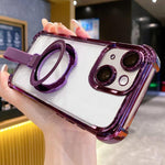 Crystal Shield Ring Holde TPU + Acrylic Magnetic Phone Case, For iPhone 14 Plus, For iPhone 14, For iPhone 14 Pro, For iPhone 14 Pro Max, For iPhone 13 Pro Max, For iPhone 13 Pro