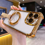 Crystal Shield Ring Holde TPU + Acrylic Magnetic Phone Case, For iPhone 14 Plus, For iPhone 14, For iPhone 14 Pro, For iPhone 14 Pro Max, For iPhone 13 Pro Max, For iPhone 13 Pro