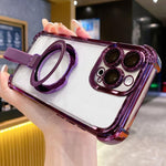 Crystal Shield Ring Holde TPU + Acrylic Magnetic Phone Case, For iPhone 14 Plus, For iPhone 14, For iPhone 14 Pro, For iPhone 14 Pro Max, For iPhone 13 Pro Max, For iPhone 13 Pro