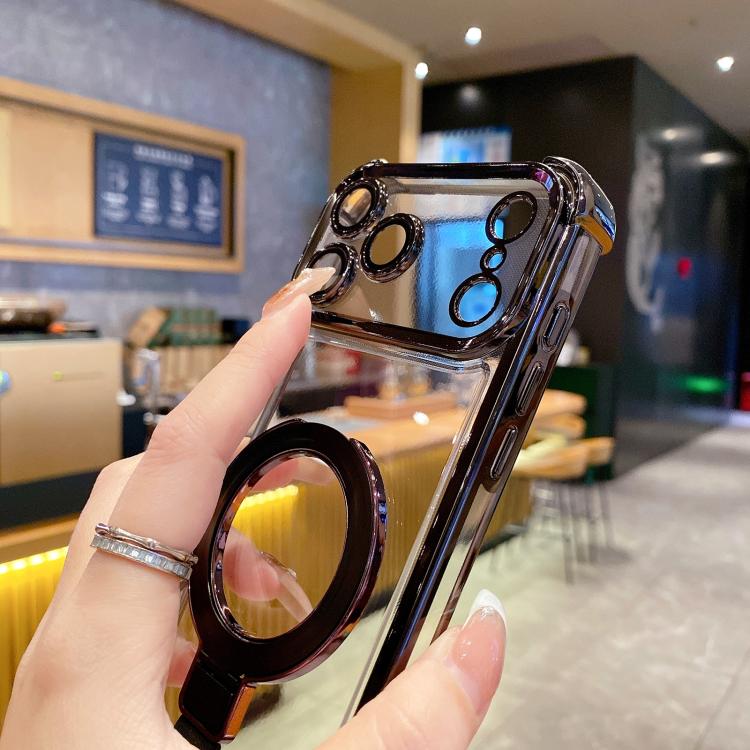 Crystal Shield Ring Holde TPU + Acrylic Magnetic Phone Case, For iPhone 14 Plus, For iPhone 14, For iPhone 14 Pro, For iPhone 14 Pro Max, For iPhone 13 Pro Max, For iPhone 13 Pro