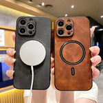 Lambskin Faux Leather Magnetic Phone Case, For iPhone 17e / 16e, For iPhone 17 Pro Max, For iPhone 17 Pro, For iPhone 17, For iPhone Air, For iPhone 16 Pro Max, For iPhone 16 Pro, For iPhone 16 Plus