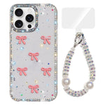 Sparkling IMD Colorful Bow Phone Case with Bracelet, For iPhone 13 Pro, For iPhone 13