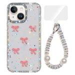 Sparkling IMD Colorful Bow Phone Case with Bracelet, For iPhone 13 Pro, For iPhone 13