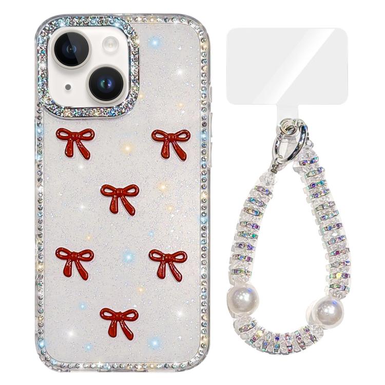 Sparkling IMD Colorful Bow Phone Case with Bracelet, For iPhone 13 Pro, For iPhone 13