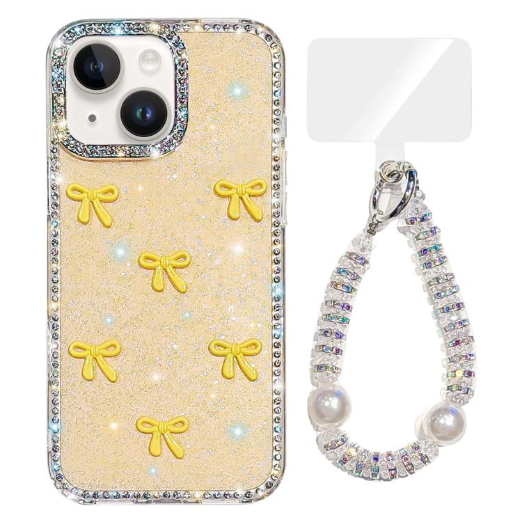 Sparkling IMD Colorful Bow Phone Case with Bracelet, For iPhone 13 Pro, For iPhone 13