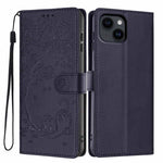 Tree Cat Embossed Flip Vegan Leather Phone Case, For iPhone 13 Pro, For iPhone 13, For iPhone 12 Pro Max, For iPhone 12 / 12 Pro, For iPhone 11 Pro Max, For iPhone 11