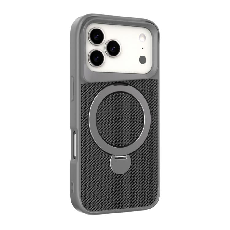 Carbon Fiber Texture 360 MagSafe Holder Phone Case, For iPhone 17 Pro Max