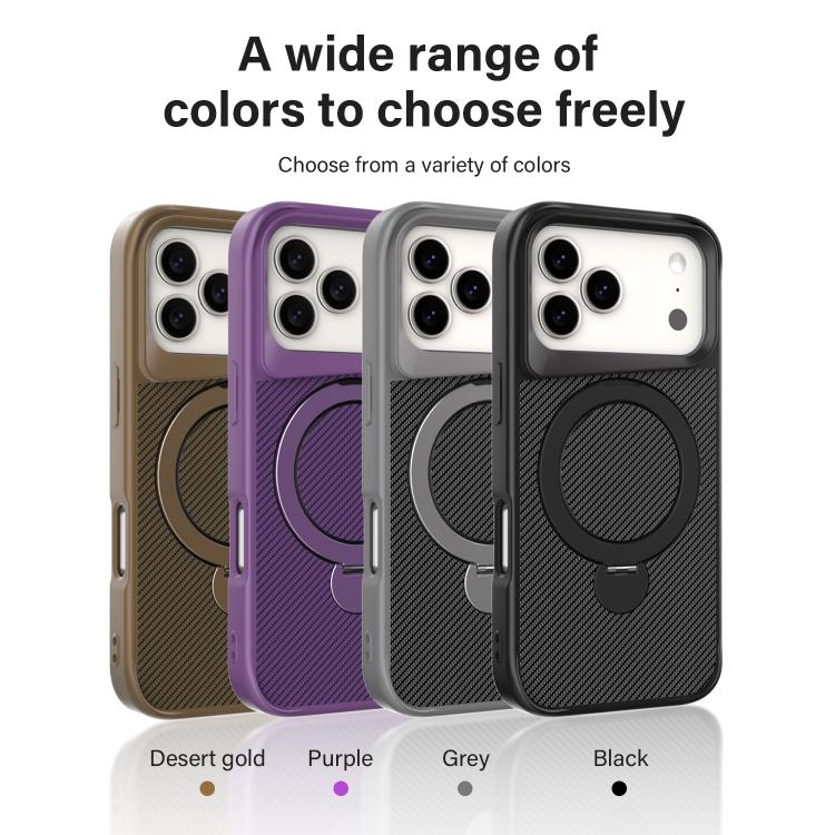 Carbon Fiber Texture 360 MagSafe Holder Phone Case, For iPhone 17 Pro Max