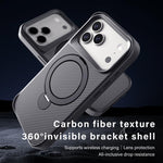 Carbon Fiber Texture 360 MagSafe Holder Phone Case, For iPhone 17 Pro Max