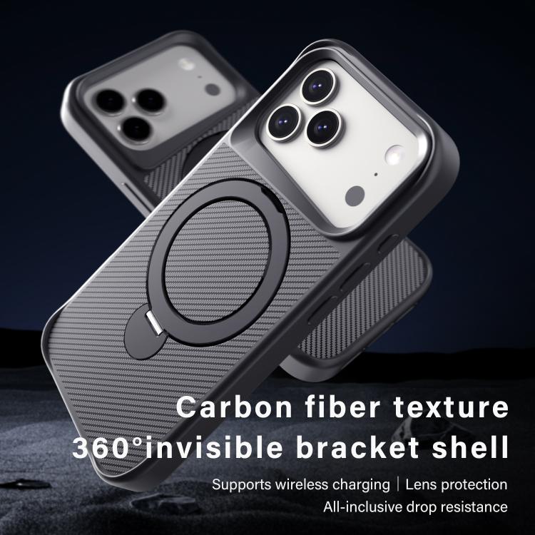 Carbon Fiber Texture 360 MagSafe Holder Phone Case, For iPhone 17 Pro Max