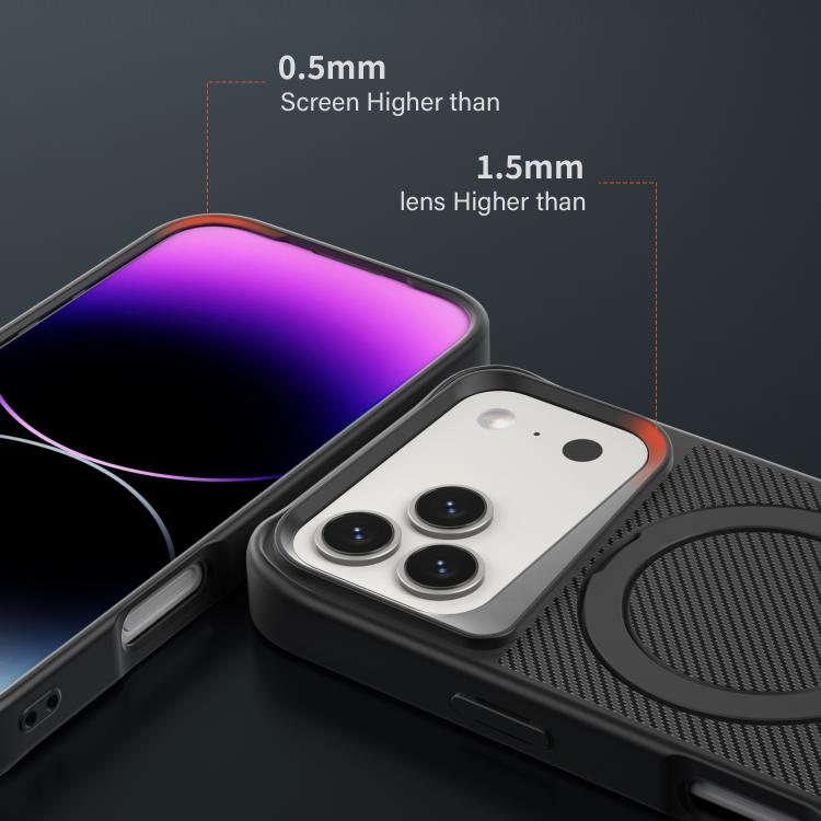 Carbon Fiber Texture 360 MagSafe Holder Phone Case, For iPhone 17 Pro Max