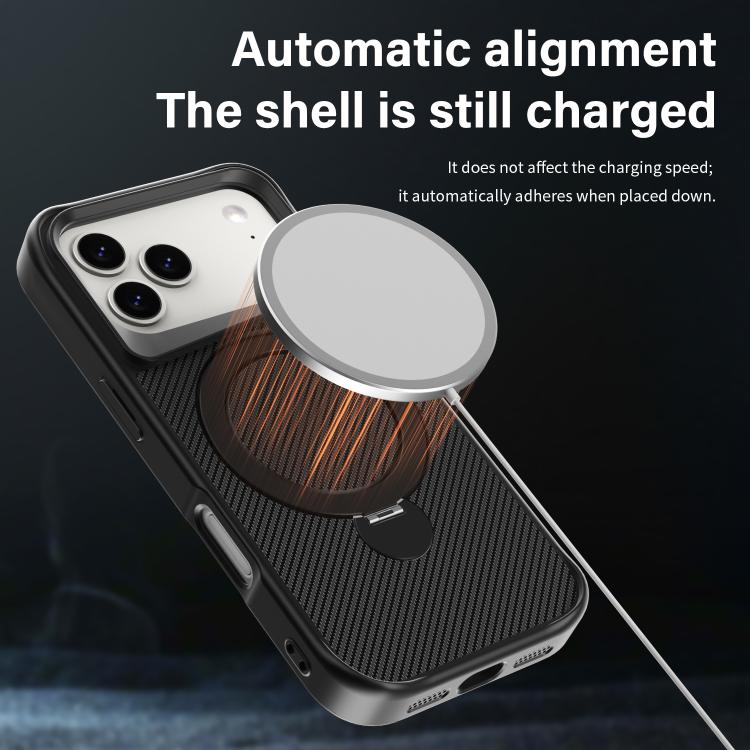 Carbon Fiber Texture 360 MagSafe Holder Phone Case, For iPhone 17 Pro Max