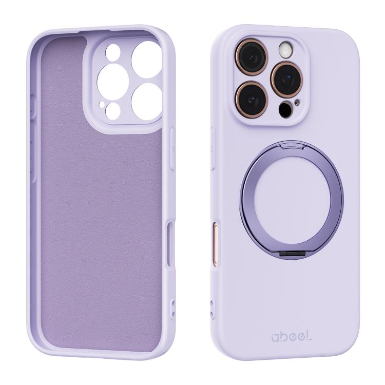 ABEEL Skin-friendly Feel Magnetic Liquid Silicone Phone Case with Holder, For iPhone 17 Pro Max, For iPhone 17 Pro, For iPhone 17, For iPhone 16 Pro Max, For iPhone 16 Pro, For iPhone 16