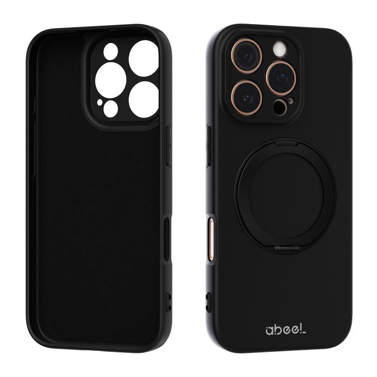 ABEEL Skin-friendly Feel Magnetic Liquid Silicone Phone Case with Holder, For iPhone 17 Pro Max, For iPhone 17 Pro, For iPhone 17, For iPhone 16 Pro Max, For iPhone 16 Pro, For iPhone 16