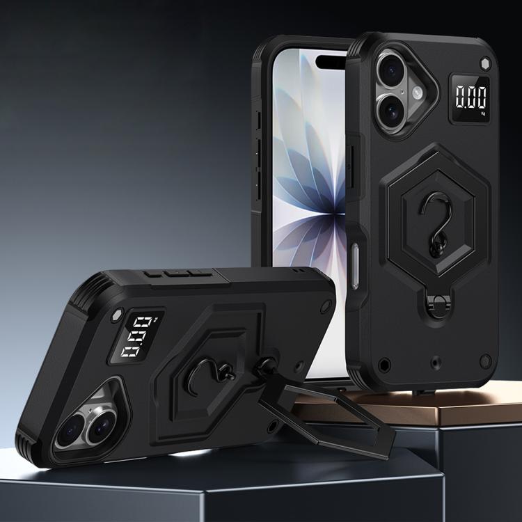 Hexagon Armor Magnetic Holder Weighing Scale Phone Case, For iPhone 16, For iPhone 15 Pro Max, For iPhone 15 Pro, For iPhone 15 Plus, For iPhone 15, For iPhone 14 Plus