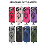 Hexagon Armor Magnetic Holder Weighing Scale Phone Case, For iPhone 16, For iPhone 15 Pro Max, For iPhone 15 Pro, For iPhone 15 Plus, For iPhone 15, For iPhone 14 Plus