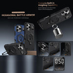 Hexagon Armor Magnetic Holder Weighing Scale Phone Case, For iPhone 16, For iPhone 15 Pro Max, For iPhone 15 Pro, For iPhone 15 Plus, For iPhone 15, For iPhone 14 Plus