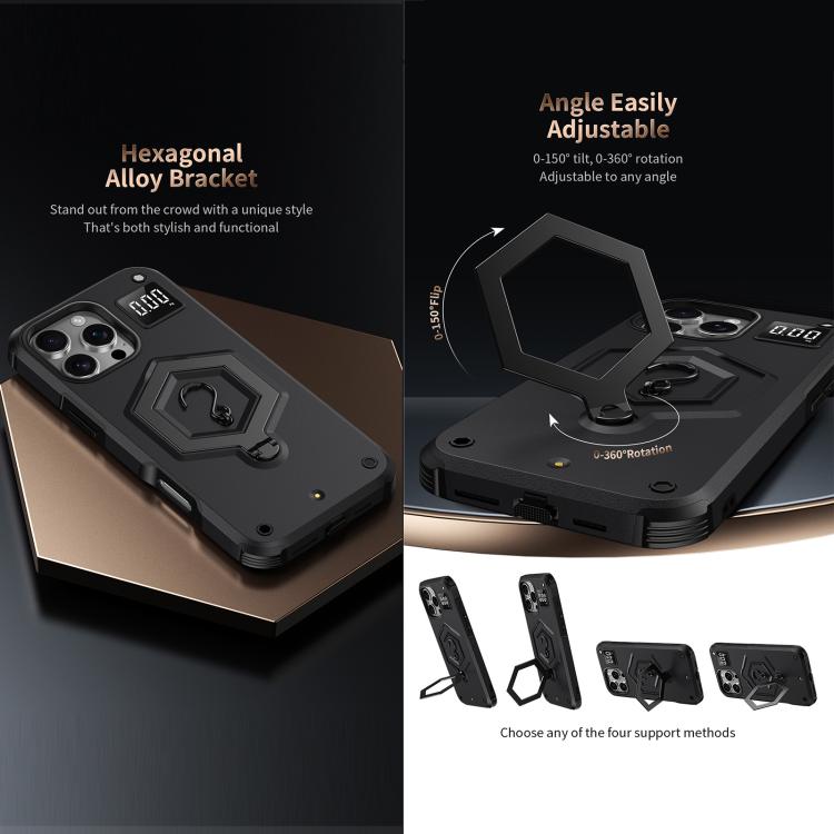 Hexagon Armor Magnetic Holder Weighing Scale Phone Case, For iPhone 16, For iPhone 15 Pro Max, For iPhone 15 Pro, For iPhone 15 Plus, For iPhone 15, For iPhone 14 Plus