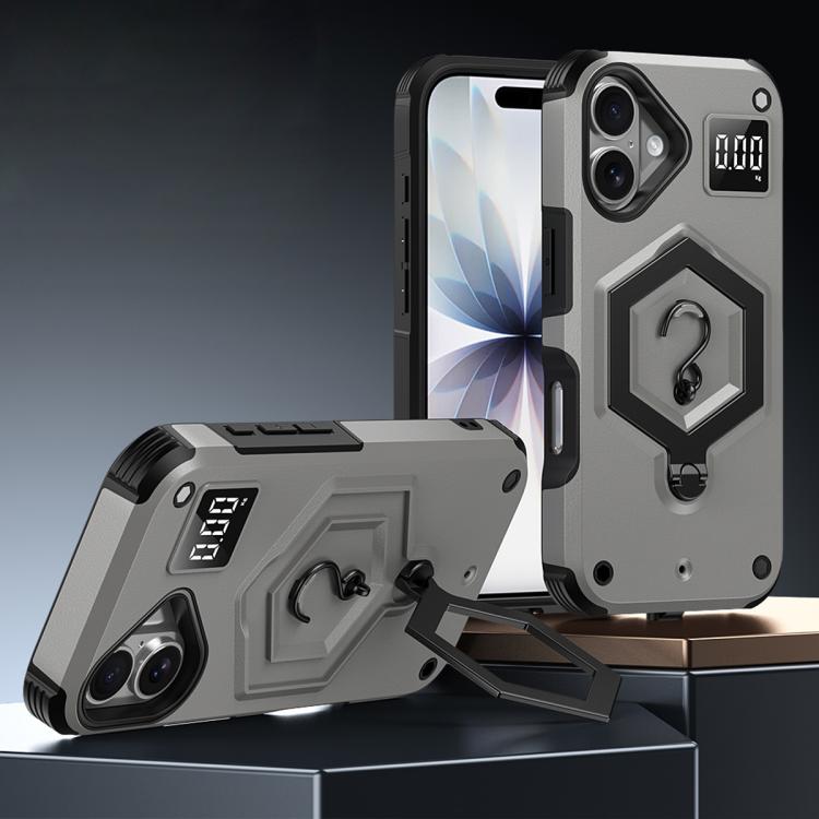 Hexagon Armor Magnetic Holder Weighing Scale Phone Case, For iPhone 16, For iPhone 15 Pro Max, For iPhone 15 Pro, For iPhone 15 Plus, For iPhone 15, For iPhone 14 Plus