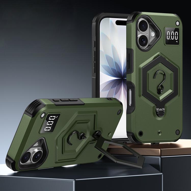 Hexagon Armor Magnetic Holder Weighing Scale Phone Case, For iPhone 16, For iPhone 15 Pro Max, For iPhone 15 Pro, For iPhone 15 Plus, For iPhone 15, For iPhone 14 Plus