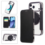 Ultra-thin Rotation Holder Magnetic Plating Vegan Leather Phone Case, For iPhone 17e / 16e, For iPhone 17 Pro Max, For iPhone 17 Pro, For iPhone 17, For iPhone Air, For iPhone 16 Pro Max