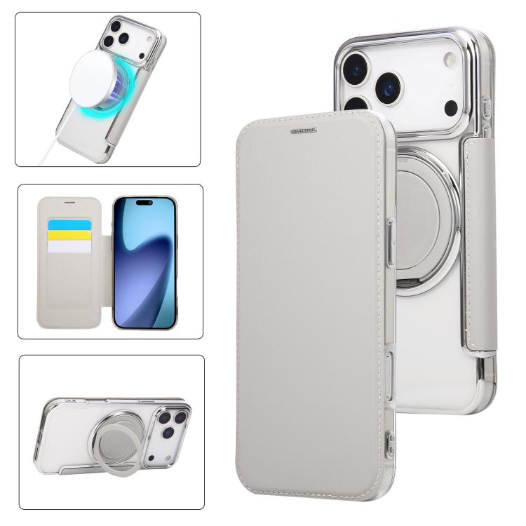 Ultra-thin Rotation Holder Magnetic Plating Vegan Leather Phone Case, For iPhone 17e / 16e, For iPhone 17 Pro Max, For iPhone 17 Pro, For iPhone 17, For iPhone Air, For iPhone 16 Pro Max