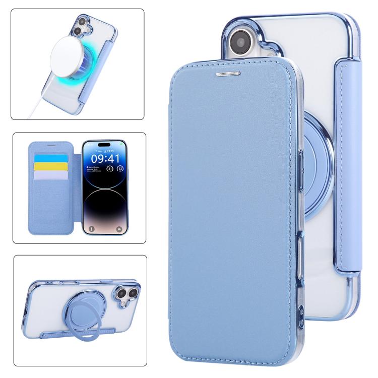 Ultra-thin Rotation Holder Magnetic Plating Vegan Leather Phone Case, For iPhone 17e / 16e, For iPhone 17 Pro Max, For iPhone 17 Pro, For iPhone 17, For iPhone Air, For iPhone 16 Pro Max