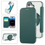 Ultra-thin Rotation Holder Magnetic Plating Vegan Leather Phone Case, For iPhone 17e / 16e, For iPhone 17 Pro Max, For iPhone 17 Pro, For iPhone 17, For iPhone Air, For iPhone 16 Pro Max