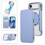 Ultra-thin Rotation Holder Magnetic Plating Vegan Leather Phone Case, For iPhone 17e / 16e, For iPhone 17 Pro Max, For iPhone 17 Pro, For iPhone 17, For iPhone Air, For iPhone 16 Pro Max