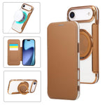 Ultra-thin Rotation Holder Magnetic Plating Vegan Leather Phone Case, For iPhone 17e / 16e, For iPhone 17 Pro Max, For iPhone 17 Pro, For iPhone 17, For iPhone Air, For iPhone 16 Pro Max