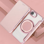 Ultra-thin Rotation Holder Magnetic Plating Vegan Leather Phone Case, For iPhone 17e / 16e, For iPhone 17 Pro Max, For iPhone 17 Pro, For iPhone 17, For iPhone Air, For iPhone 16 Pro Max