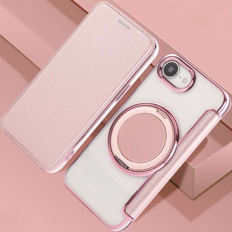 Ultra-thin Rotation Holder Magnetic Plating Vegan Leather Phone Case, For iPhone 17e / 16e, For iPhone 17 Pro Max, For iPhone 17 Pro, For iPhone 17, For iPhone Air, For iPhone 16 Pro Max