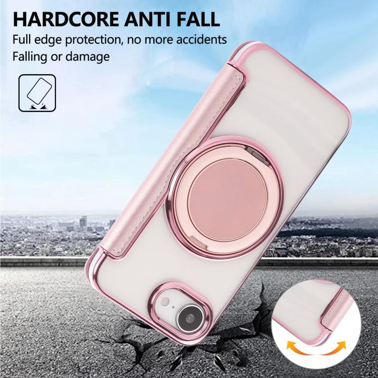 Ultra-thin Rotation Holder Magnetic Plating Vegan Leather Phone Case, For iPhone 17e / 16e, For iPhone 17 Pro Max, For iPhone 17 Pro, For iPhone 17, For iPhone Air, For iPhone 16 Pro Max
