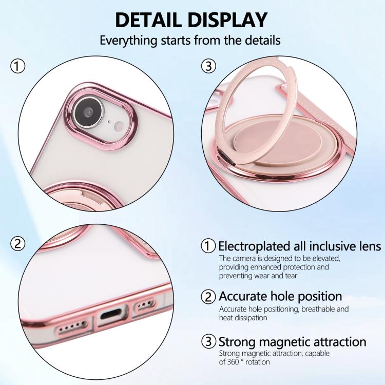 Ultra-thin Rotation Holder Magnetic Plating Vegan Leather Phone Case, For iPhone 17e / 16e, For iPhone 17 Pro Max, For iPhone 17 Pro, For iPhone 17, For iPhone Air, For iPhone 16 Pro Max