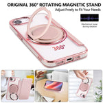 Ultra-thin Rotation Holder Magnetic Plating Vegan Leather Phone Case, For iPhone 17e / 16e, For iPhone 17 Pro Max, For iPhone 17 Pro, For iPhone 17, For iPhone Air, For iPhone 16 Pro Max