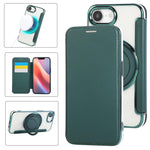 Ultra-thin Rotation Holder Magnetic Plating Vegan Leather Phone Case, For iPhone 17e / 16e, For iPhone 17 Pro Max, For iPhone 17 Pro, For iPhone 17, For iPhone Air, For iPhone 16 Pro Max