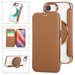 Ultra-thin Rotation Holder Magnetic Plating Vegan Leather Phone Case, For iPhone 17e / 16e, For iPhone 17 Pro Max, For iPhone 17 Pro, For iPhone 17, For iPhone Air, For iPhone 16 Pro Max