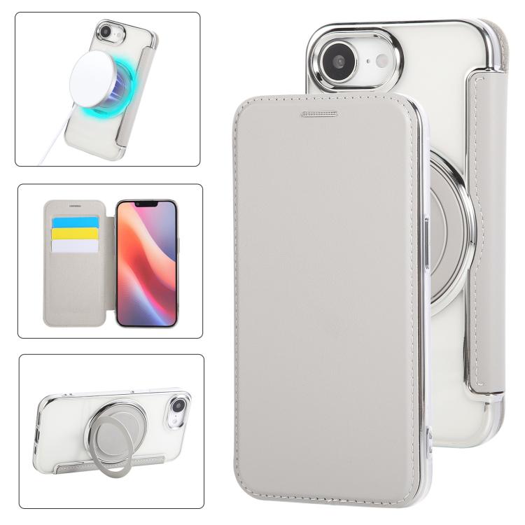 Ultra-thin Rotation Holder Magnetic Plating Vegan Leather Phone Case, For iPhone 17e / 16e, For iPhone 17 Pro Max, For iPhone 17 Pro, For iPhone 17, For iPhone Air, For iPhone 16 Pro Max